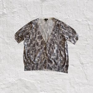 TALBOT's Cardigan Women's 2XL Short Sleeve Print